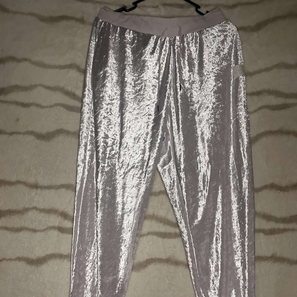 White Velour Nike joggers
